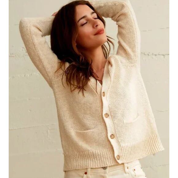 Jenni Kayne | Stanford Cardigan Cotton Linen Blend in Ivory | Sz S - Picture 1 of 11